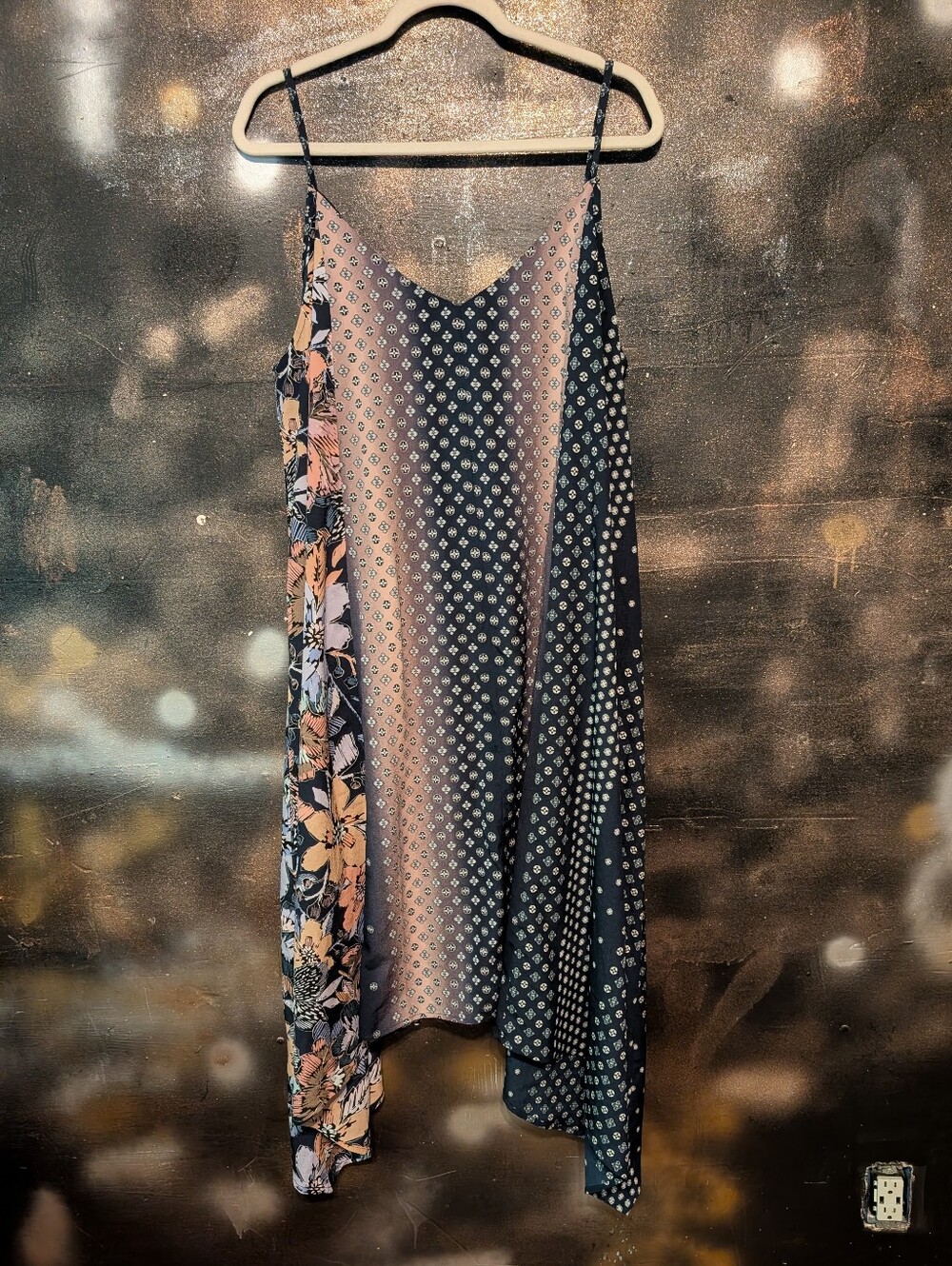 mark. Navy Floral Print Slip Dress with Blush Accents